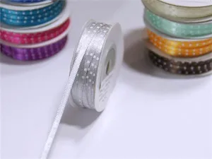 100 Yards 1/8" DIY Silver Satin Polka Dot Ribbon Wedding Party Dress Favor Gift Craft