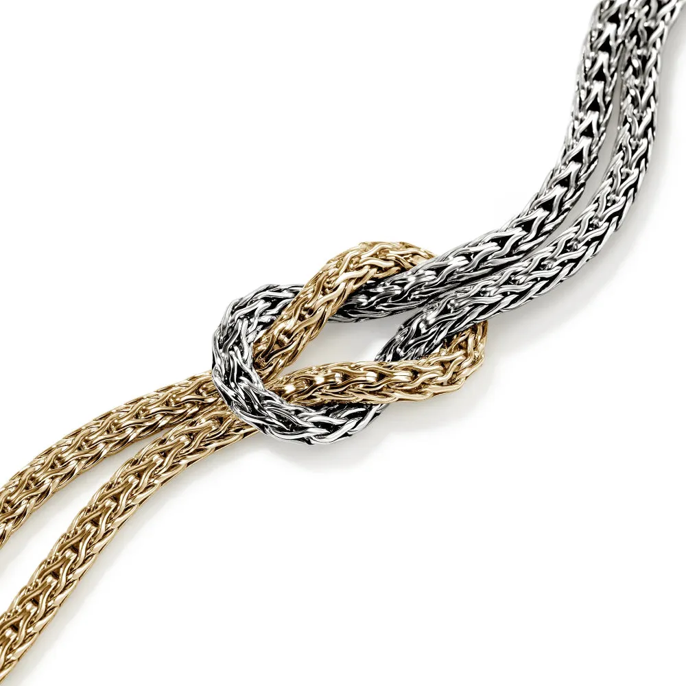 14K Gold and Sterling Silver Love Knot 3.5MM Bracelet