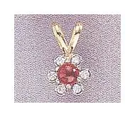 14k Ruby and Diamond Flower Pendant