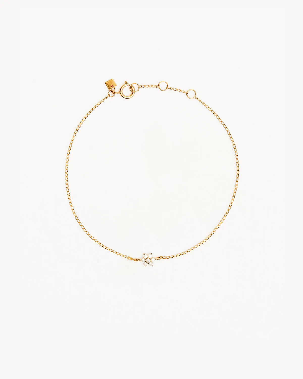 14k Solid Gold Crystal Lotus Flower Bracelet