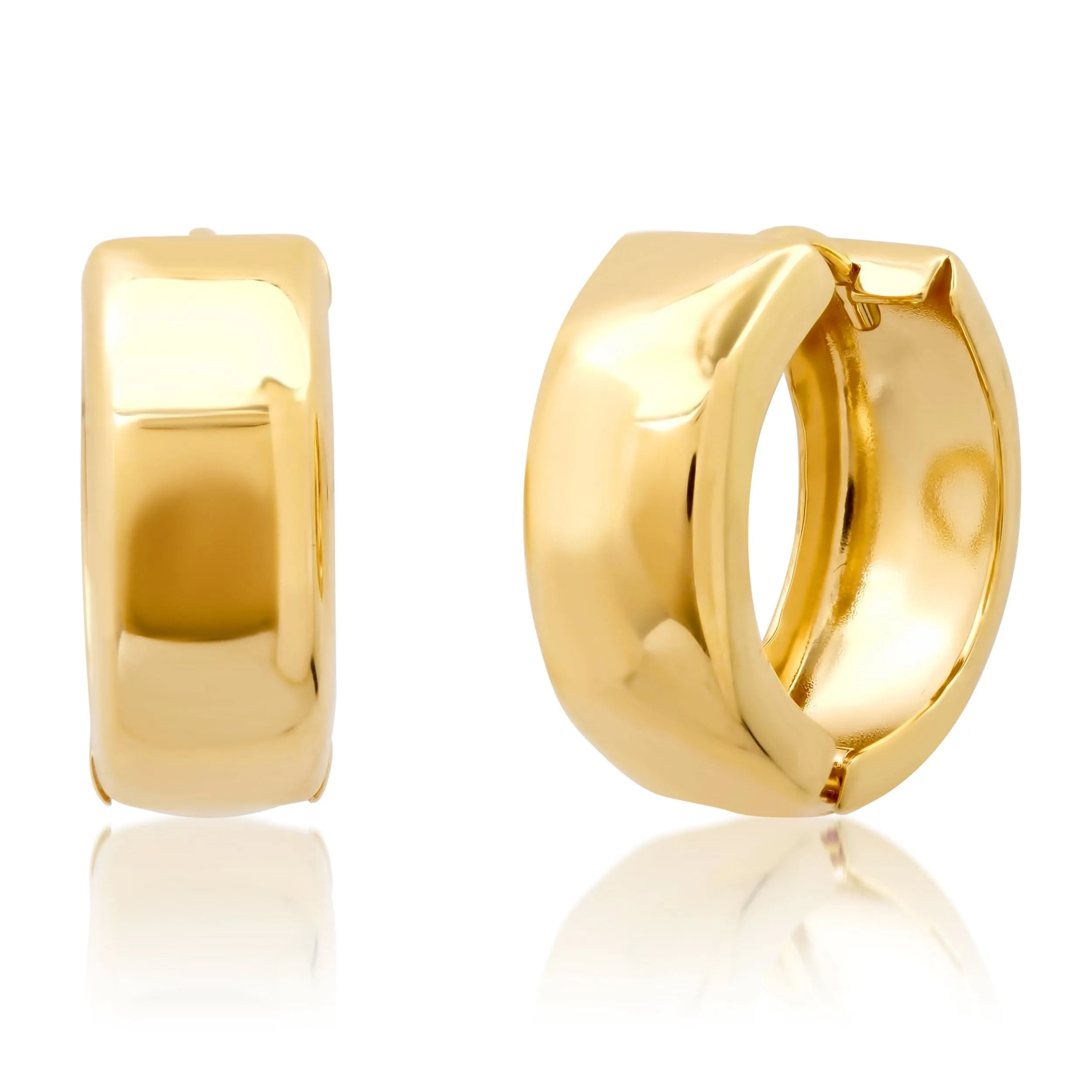 14K Thick Gold Dome Hoop Earrings