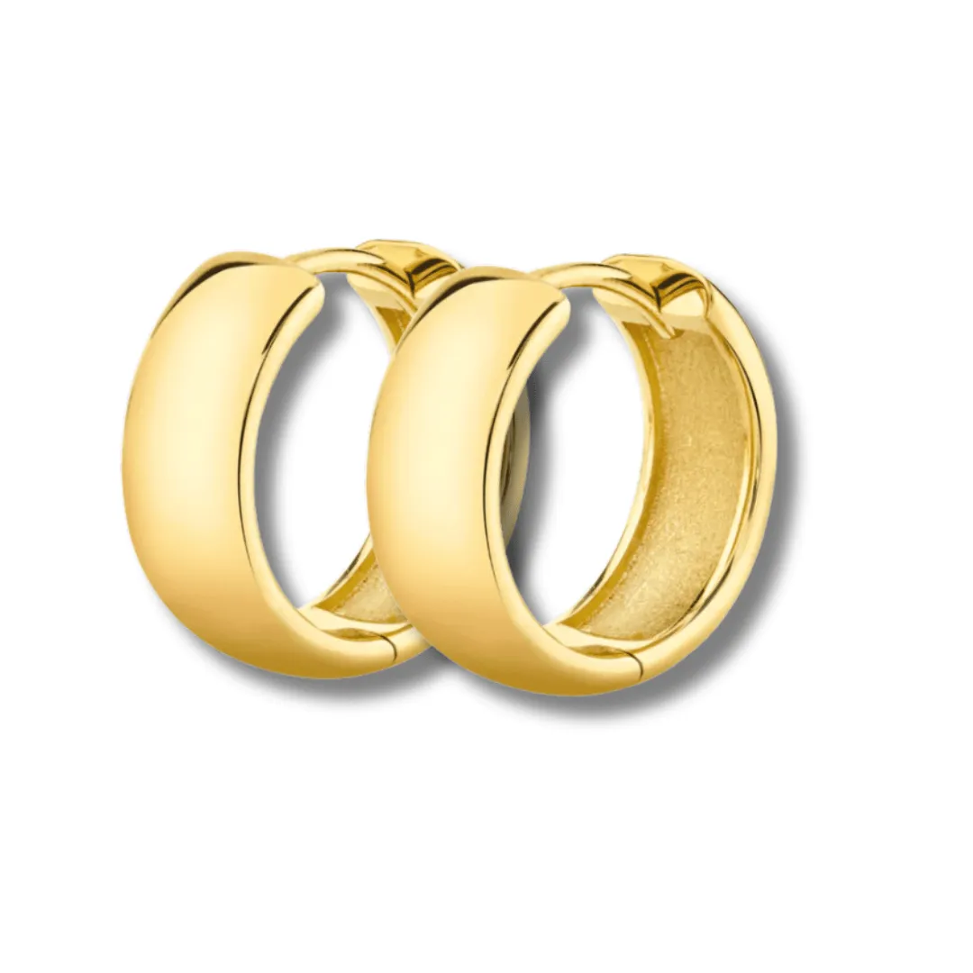 14K Thick Gold Dome Hoop Earrings