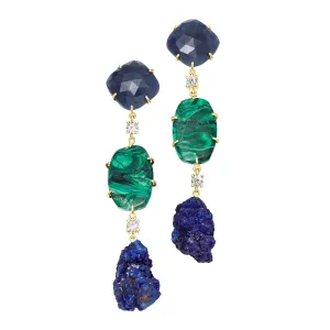 18K Gold One of a Kind Gemstone Earrings