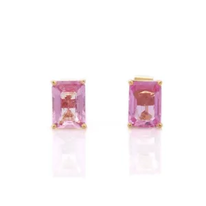 18K Yellow Gold Pink Sapphire Stud