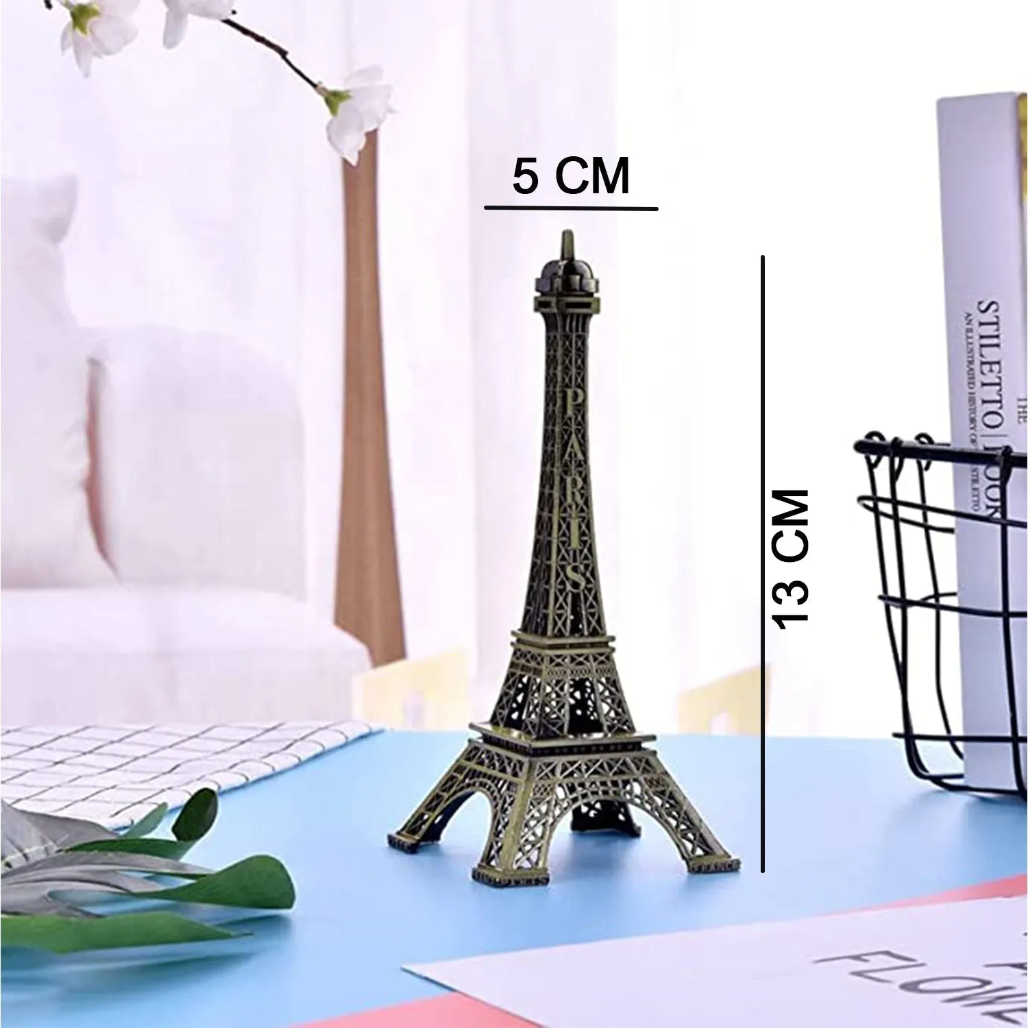 4733 Antique Finish 3D Metal Paris Eiffel Tower Metal Craft Famous Landmark Building Metal Statue, Cabinet, Office, Gifts Decorative Showpiece.