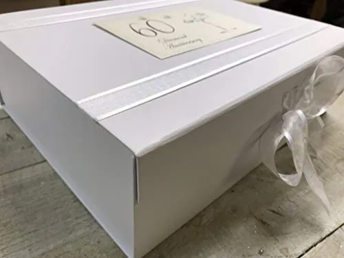 60th Diamond Anniversary, Large Keepsake Box, Champagne Glasses