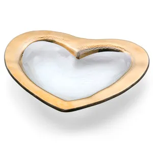 8"Heart Bowl W/ Gold Thick Band