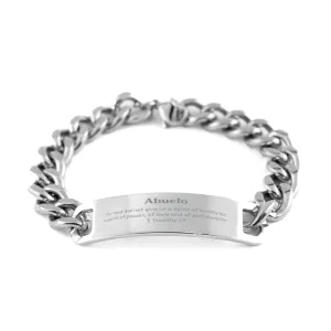 Abuelo Cuban Chain Stainless Steel Bracelet - A Spirit of Power and Love for Him, Christmas Gift for Grandfather, Unique Inspirational Jewelry for Men, Abuelo