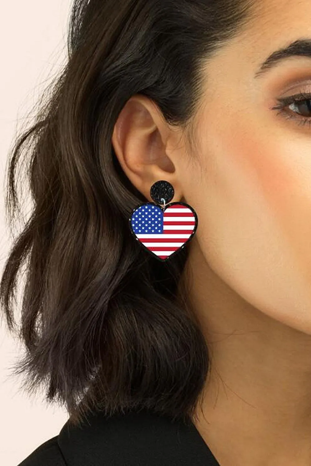 American Flag Heart Earrings