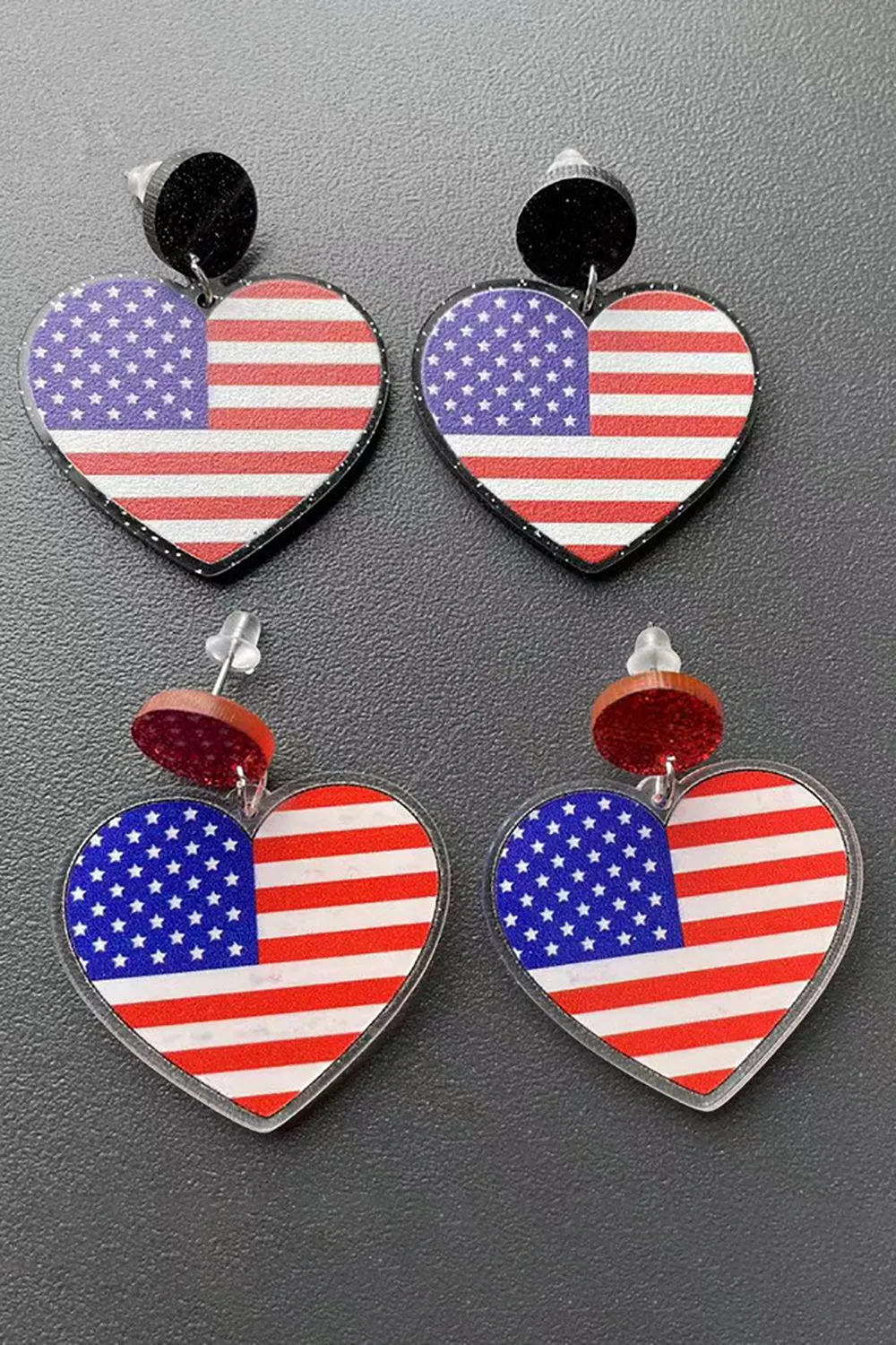 American Flag Heart Earrings