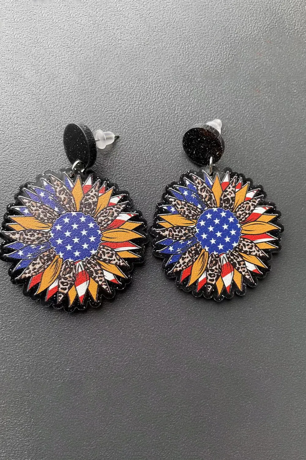 American Flag Heart Earrings