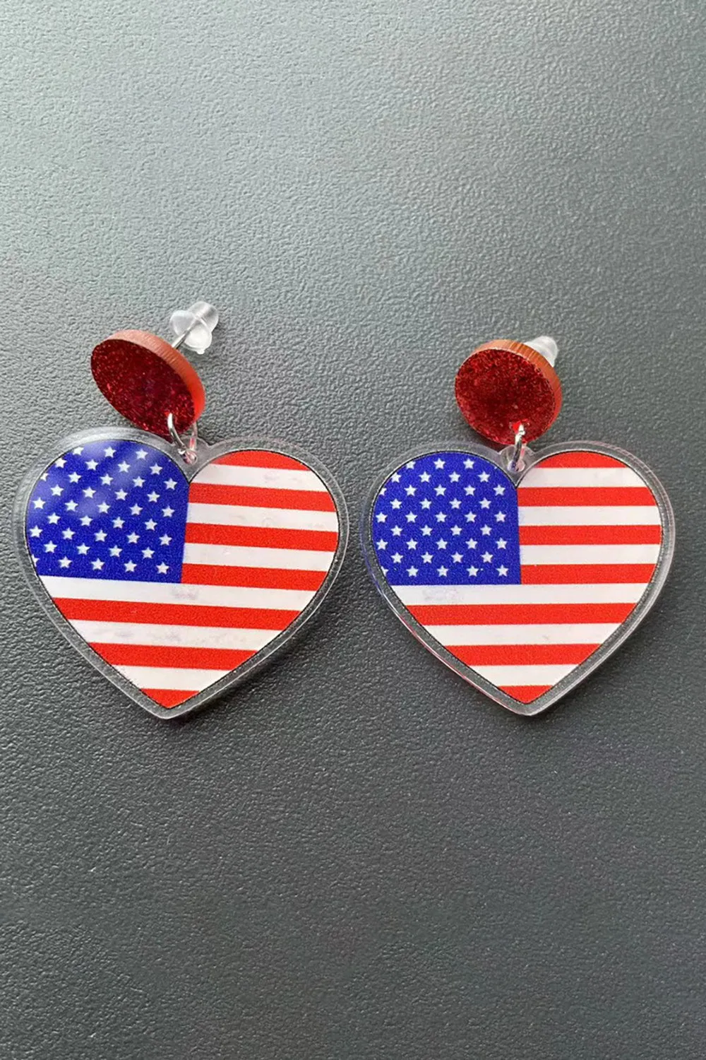 American Flag Heart Earrings