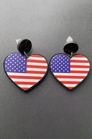 American Flag Heart Earrings