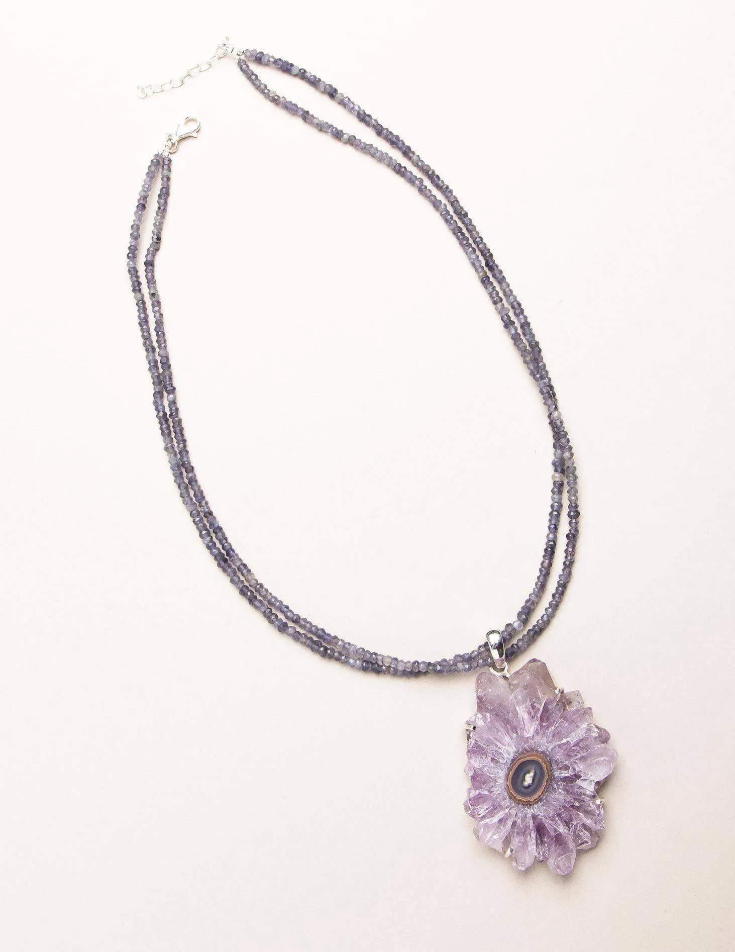 Amethyst Stalactite with Iolite Necklace - One Of A Kind