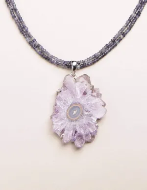 Amethyst Stalactite with Iolite Necklace - One Of A Kind