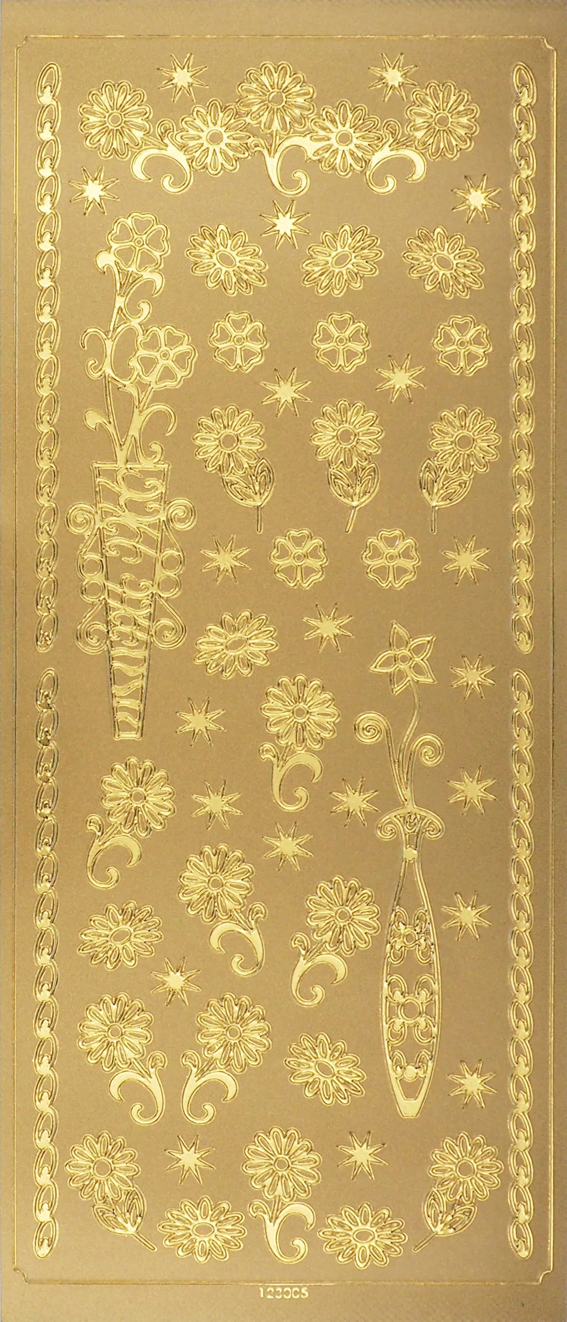 Arbee Foil Stickers Border Flowers, Gold