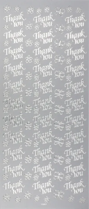 Arbee Foil Stickers Thank You Flowers, Silver