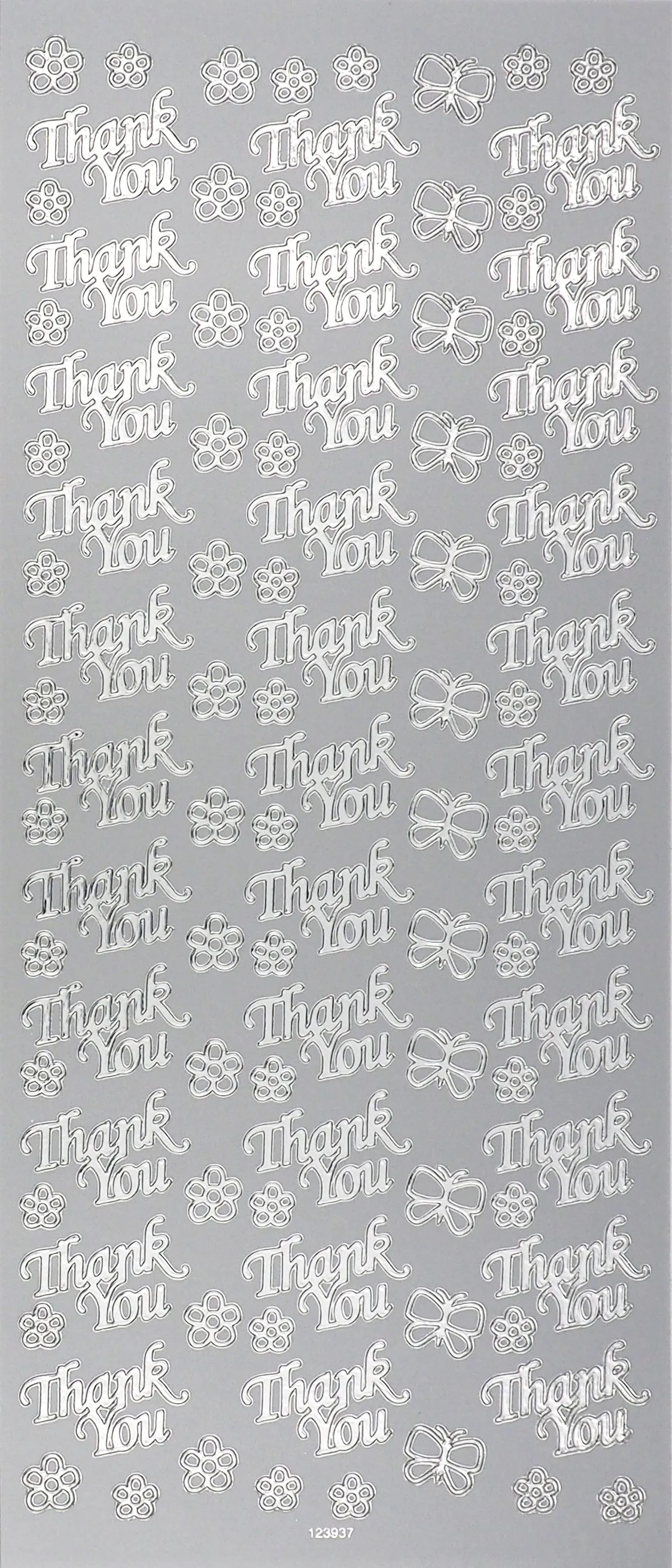 Arbee Foil Stickers Thank You Flowers, Silver