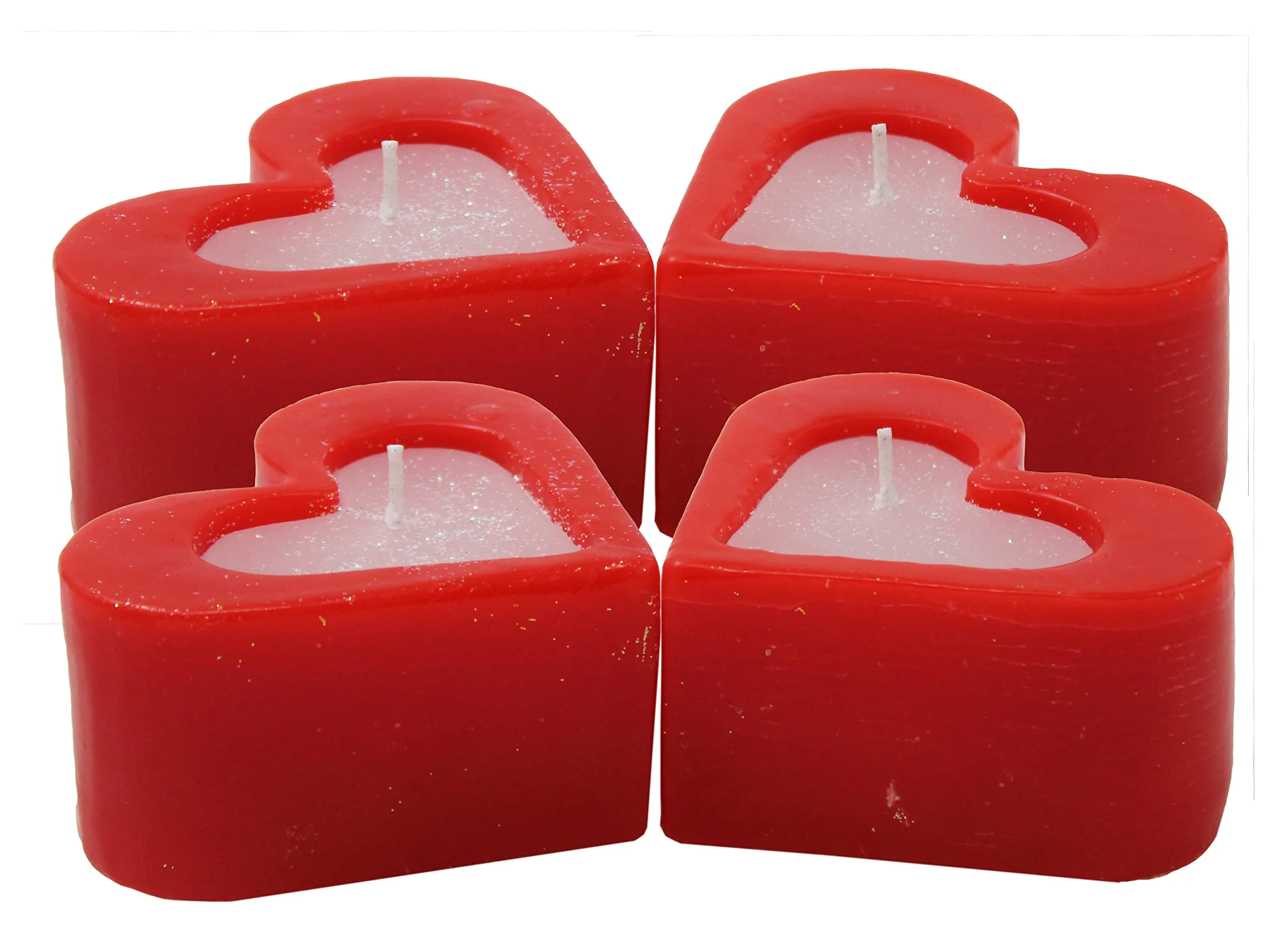 atorakushon Red Heart Shaped Candles Sweet Love Romantic Candles Rose Scented Love Candles for Valentine's Day Proposal Wedding Party Home Dinner Table Décor [Set of 4]