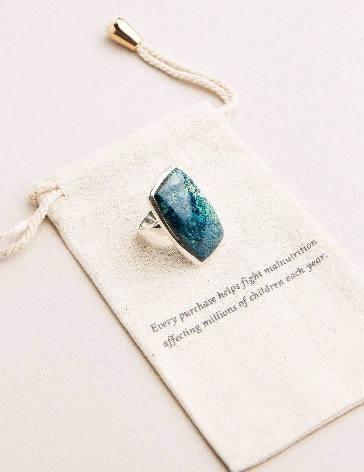 Azurite Malachite Square Gemstone Ring - One-of-a-Kind