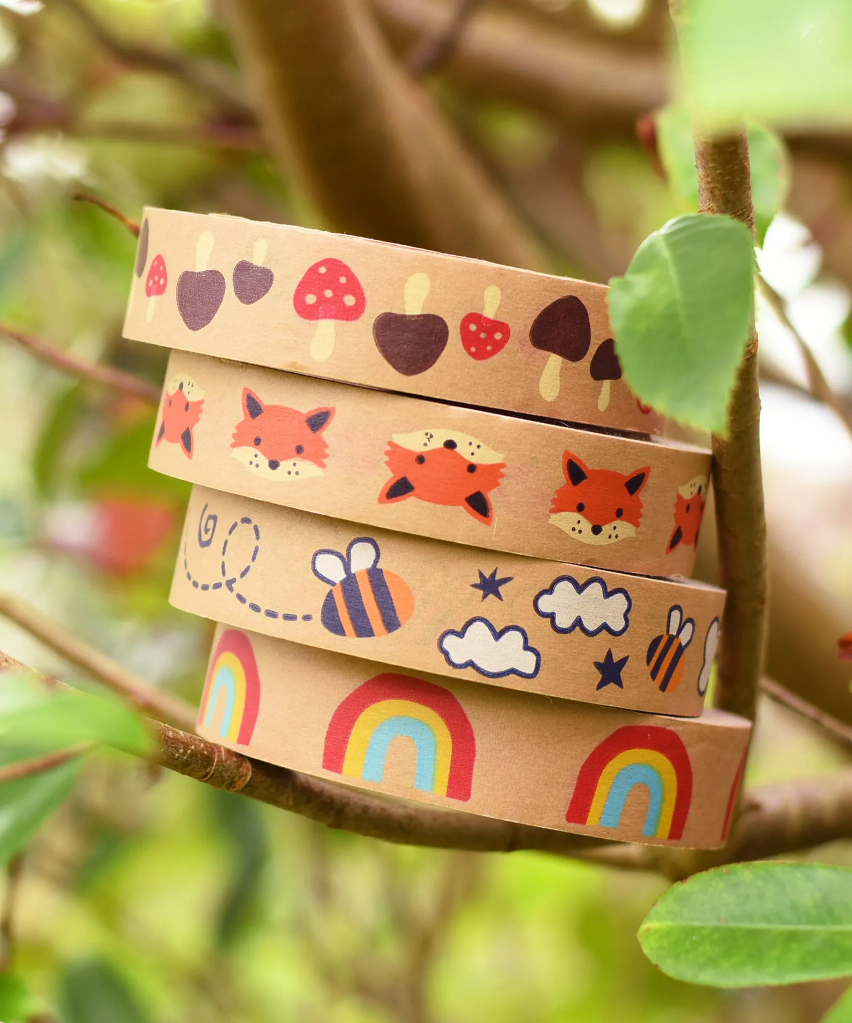 Babipur Kraft Eco Paper Tape - Mushrooms