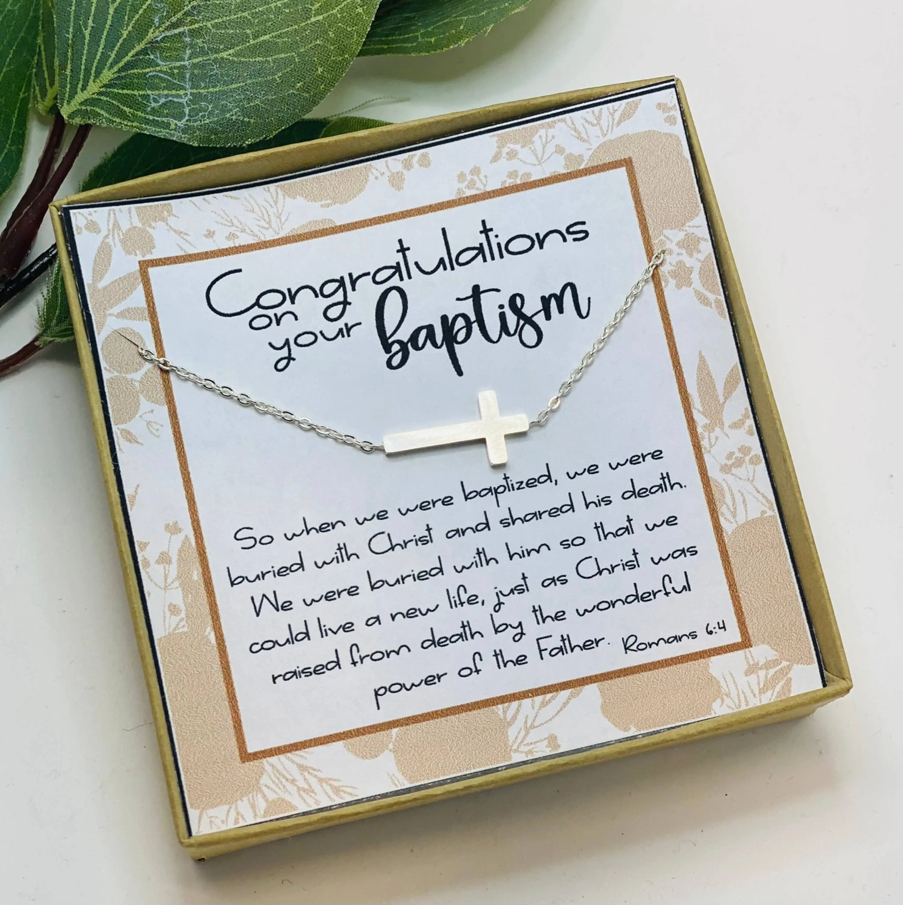 Baptism Keepsake Cross Necklace: Silver