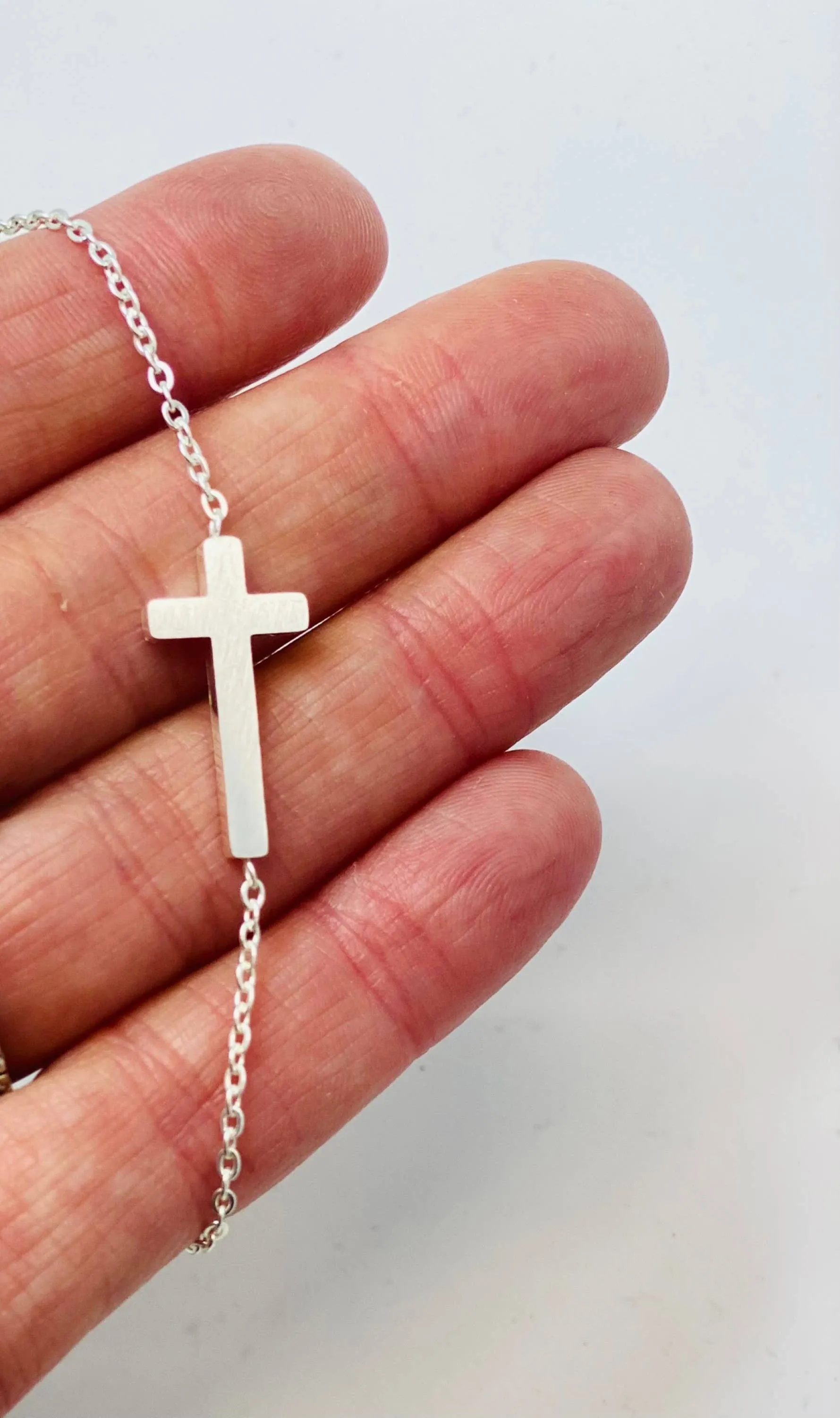 Baptism Keepsake Cross Necklace: Silver