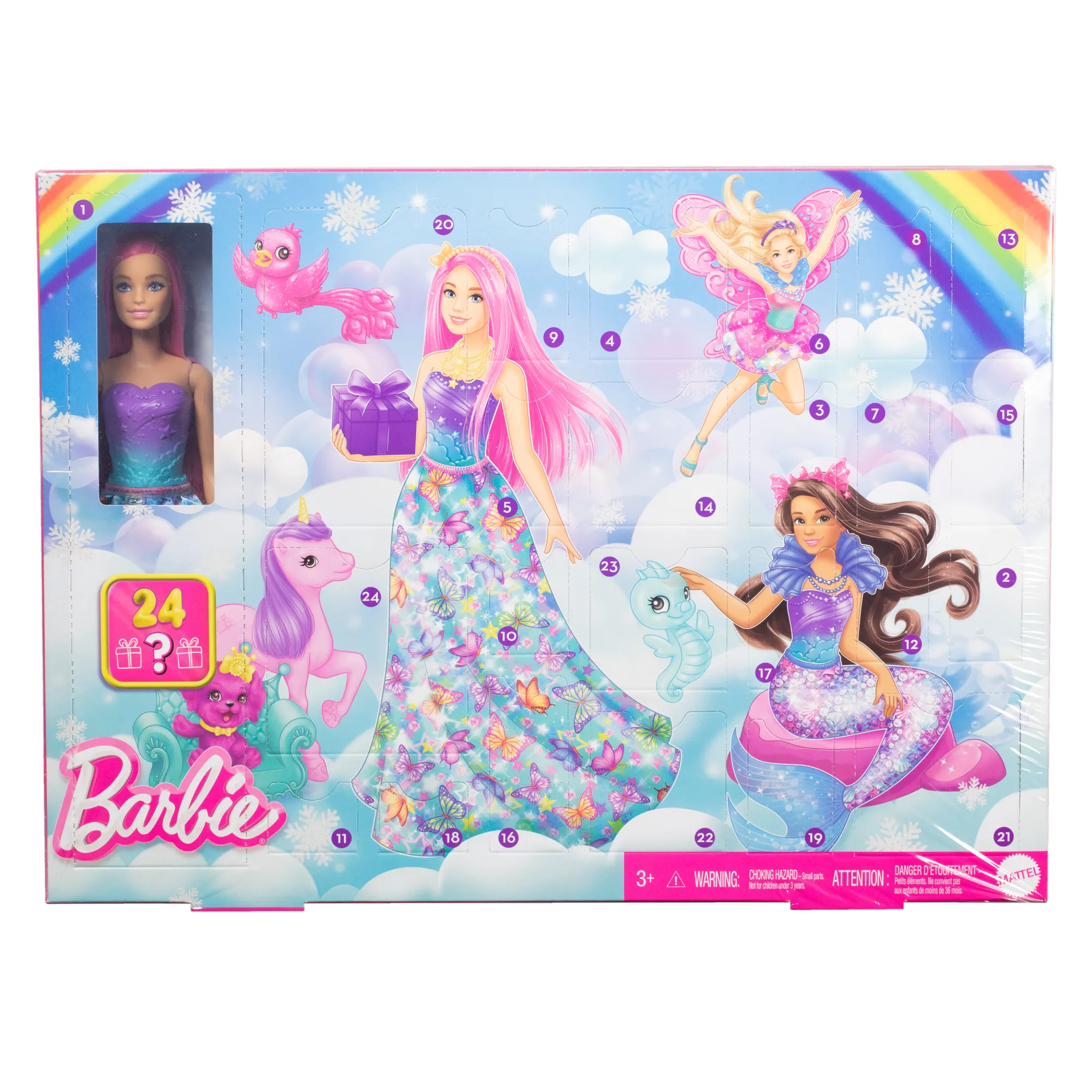 Barbie Advent Calendar, Fashion Doll & 24 Surprise Accessories, Transform To Mermaid & More