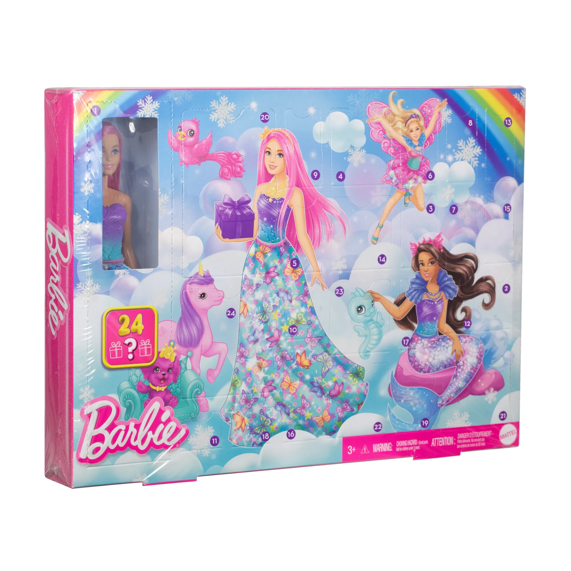 Barbie Advent Calendar, Fashion Doll & 24 Surprise Accessories, Transform To Mermaid & More