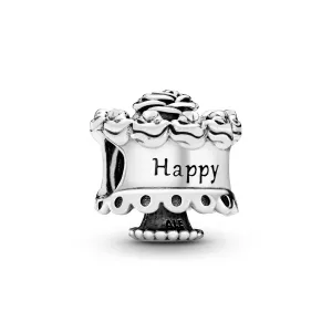 Birthday cake silver charm