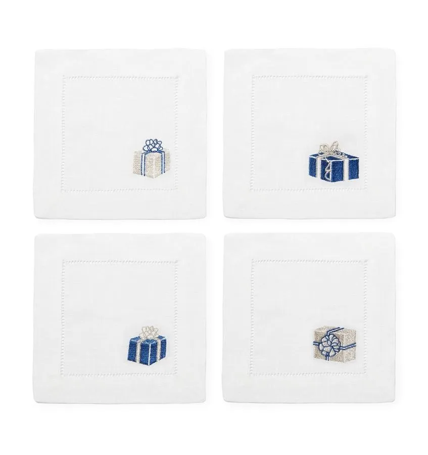 Blue & Silver Gifts Cocktail Napkins by Sferra