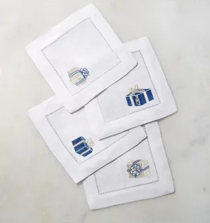 Blue & Silver Gifts Cocktail Napkins by Sferra