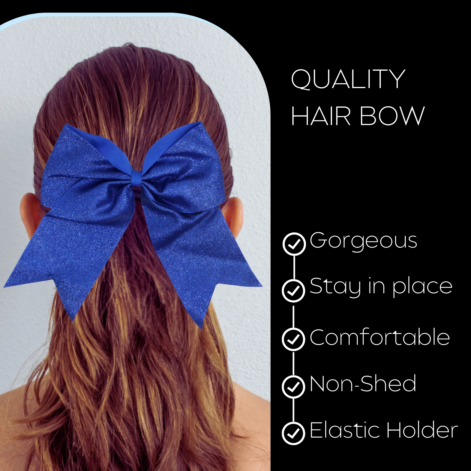 Blue Glitter Cheer Bow