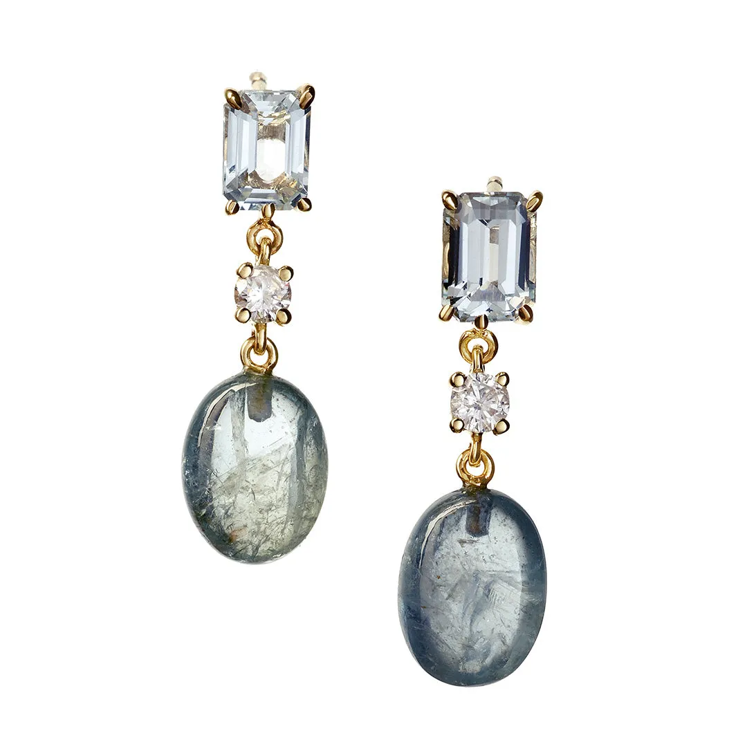 Blue Lagoon Aquamarine 18K Gold One of a Kind Gemstone Earrings