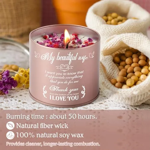 BLUMUZE Mothers Day Gifts from Husband for Wife, Lavender Scented Candle Gifts for Wife from Husband, Birthday Gifts for Wife, Wife Gifts for Anniversary - 9oz