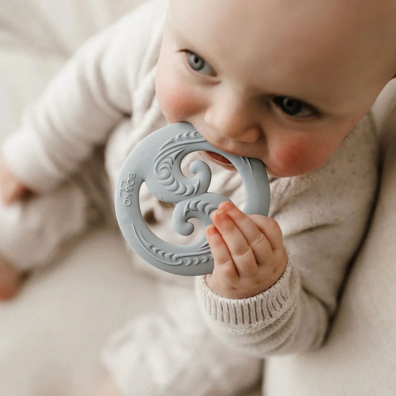 BO & KO Baby Koru Teether - Duck Egg Blue