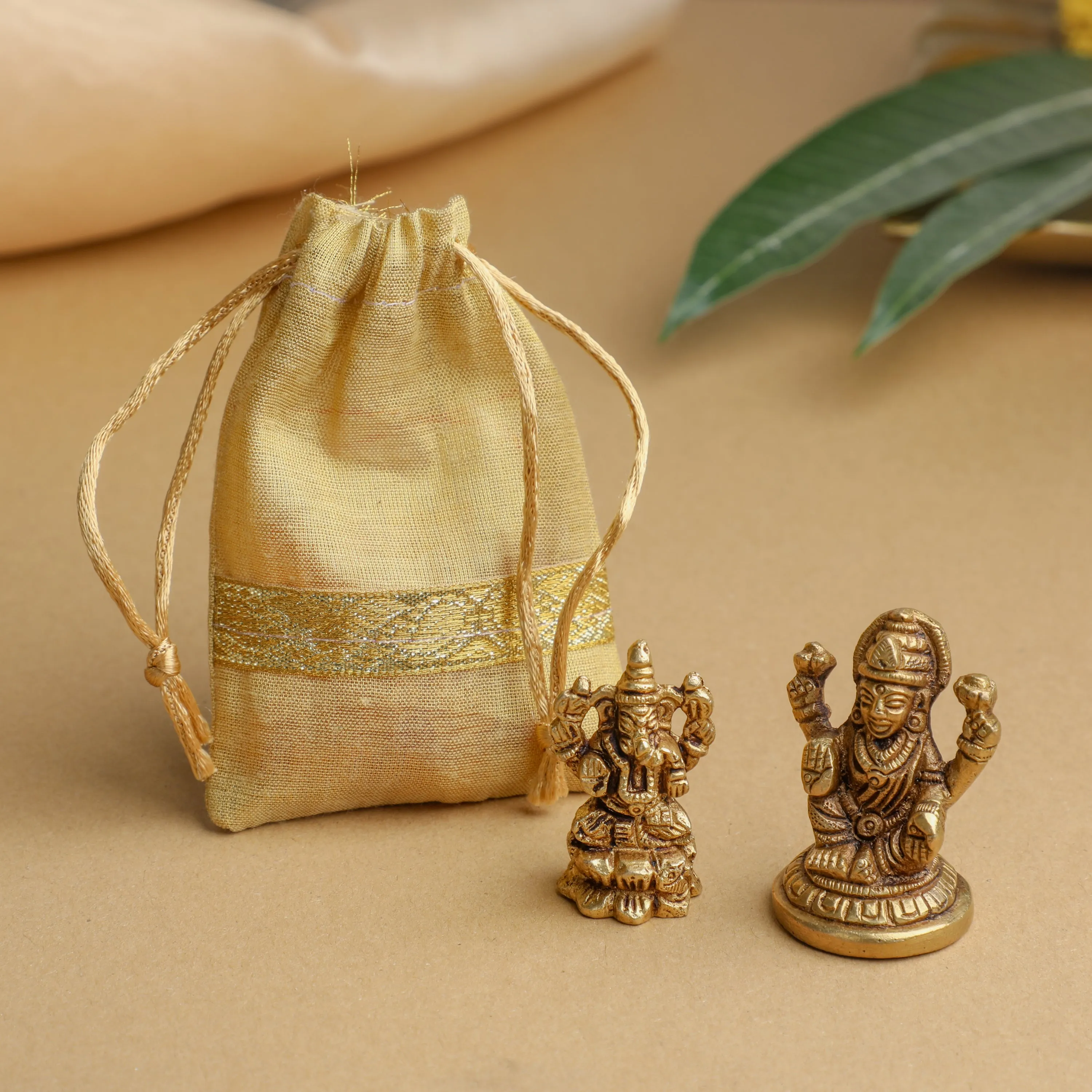 Brass Ganesha & Lakshmi Idols Set