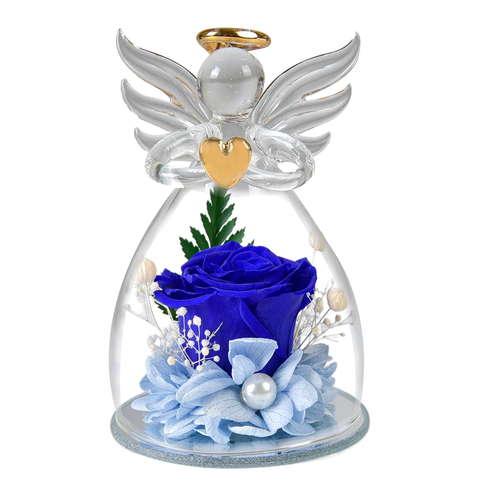 Bulk Preserved Flower Rose Gifts in Glass Angel Figurines Birthday Gifts Angel Rose Gifts for Her Wholesale