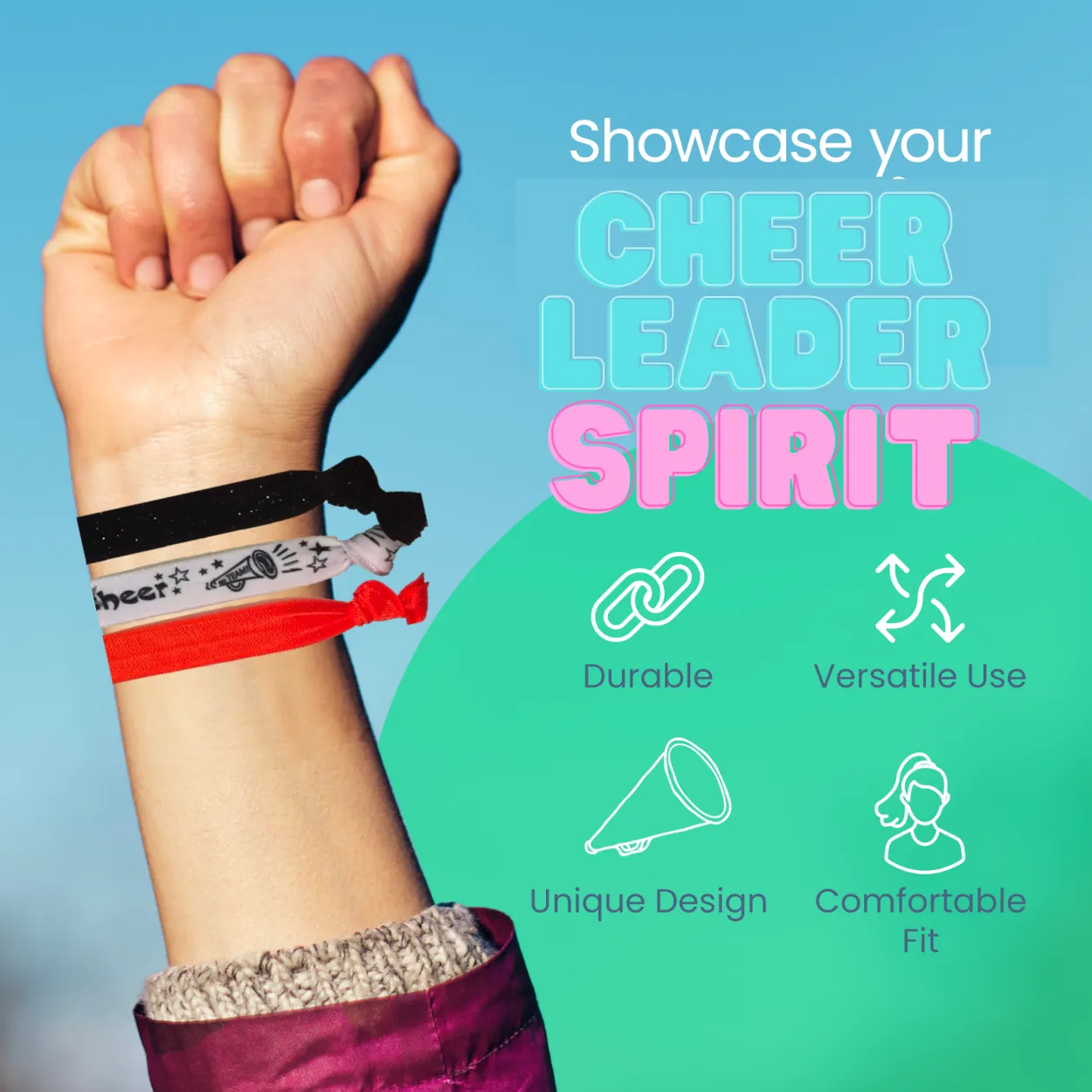 Cheer Hair Ties - 8 Colors