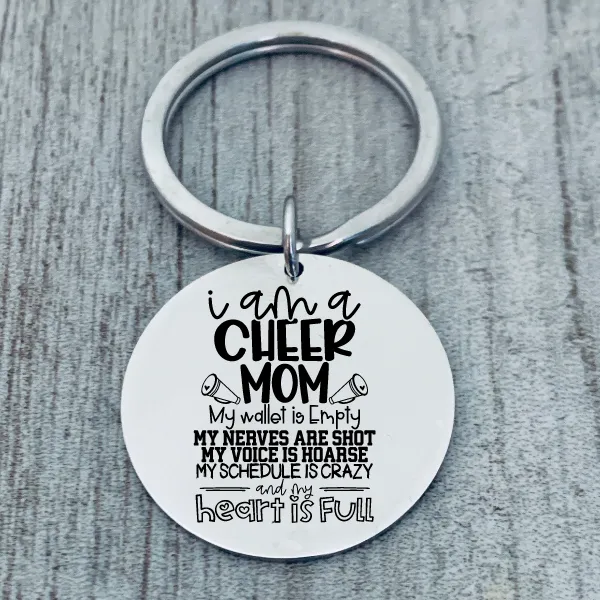 Cheer Mom Keychain - Round Shape - Pick Style