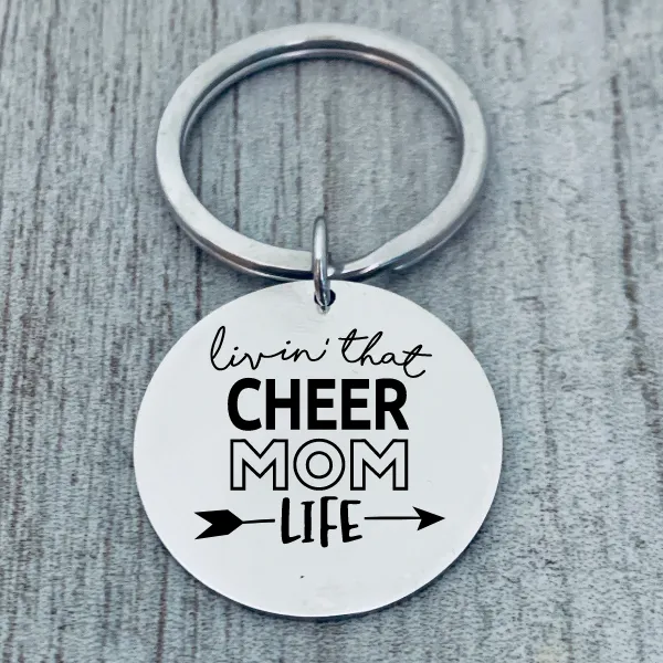 Cheer Mom Keychain - Round Shape - Pick Style