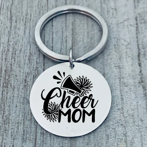 Cheer Mom Keychain - Round Shape - Pick Style