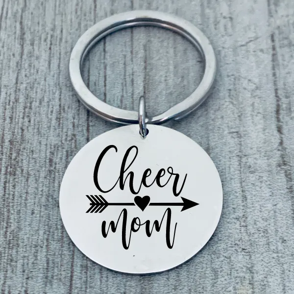 Cheer Mom Keychain - Round Shape - Pick Style