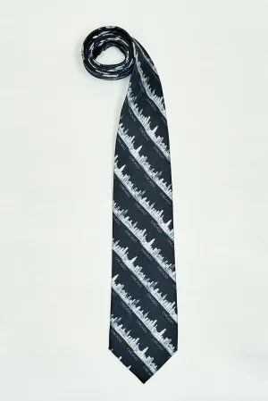 CHICAGO Skyline 100% Silk Men Tie in Black