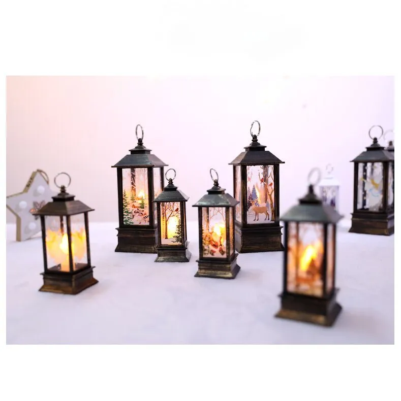 Christmas Lantern Candlestick Lamp Night Light Desktop Christmas Ornaments