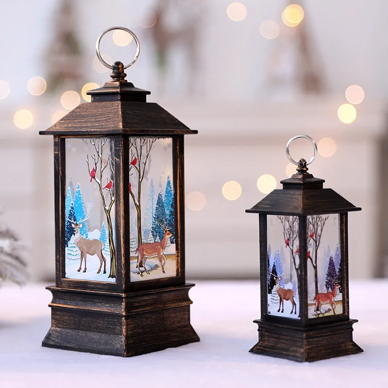 Christmas Lantern Candlestick Lamp Night Light Desktop Christmas Ornaments