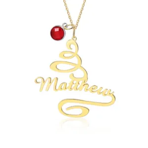 Christmas Tree Birthstone Name Necklace