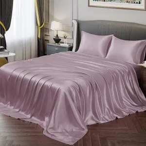 Cloth Fusion Satin Bedsheet for King Size Bed, Perfect for Romantic Night, Excellent Gift for All Celebrations, Set of 1 Satin Sheet 108"X108" & 2 Pillow Covers (Rose Gold)