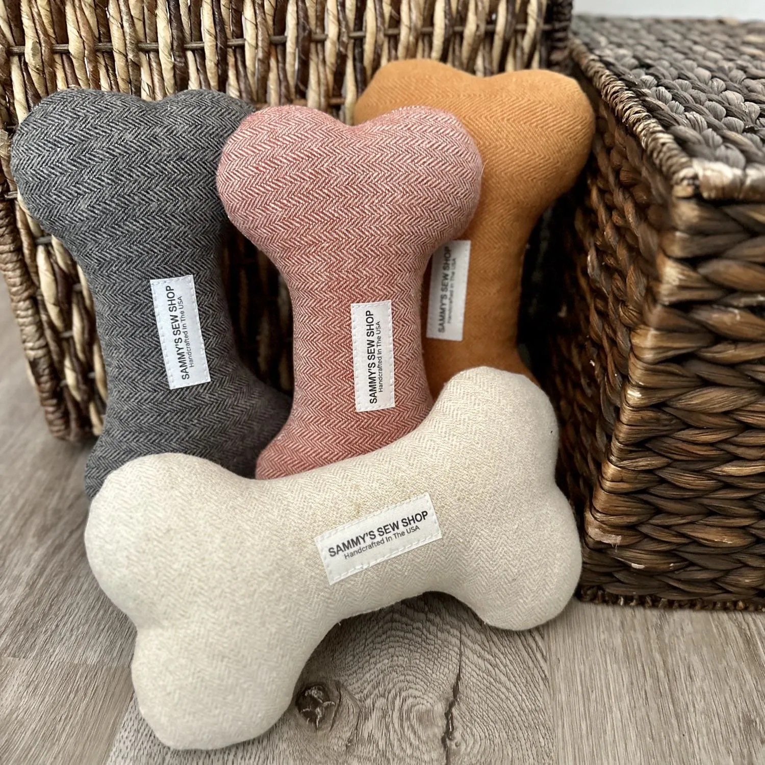 Cream Herringbone Squeaky Toy