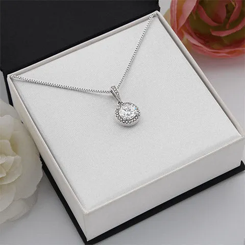 Cubic Zirconia Round Pendant Eternal Hope 14k white gold finish Necklace for the love in your life.